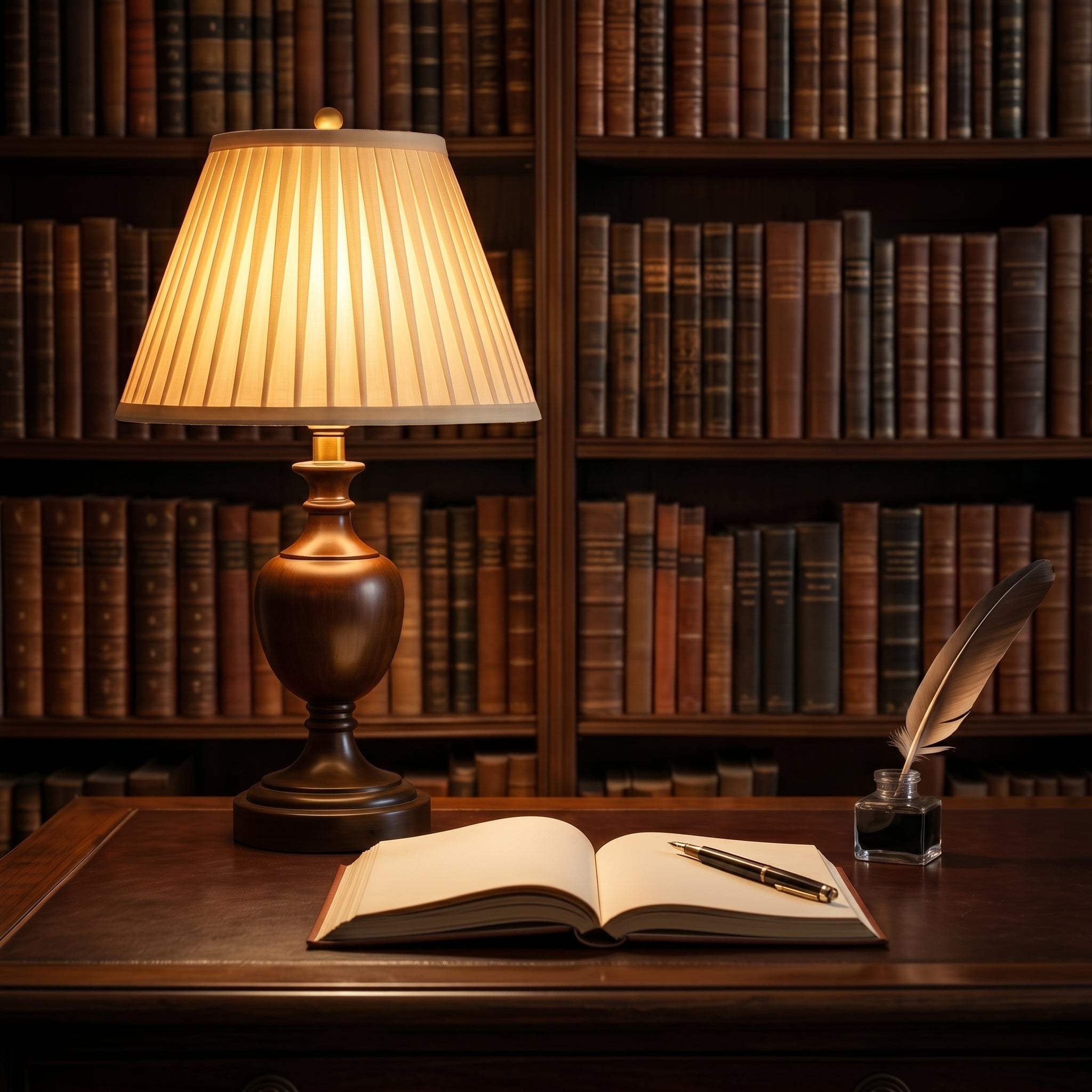 Lydford Pleated Wood Table Lamp