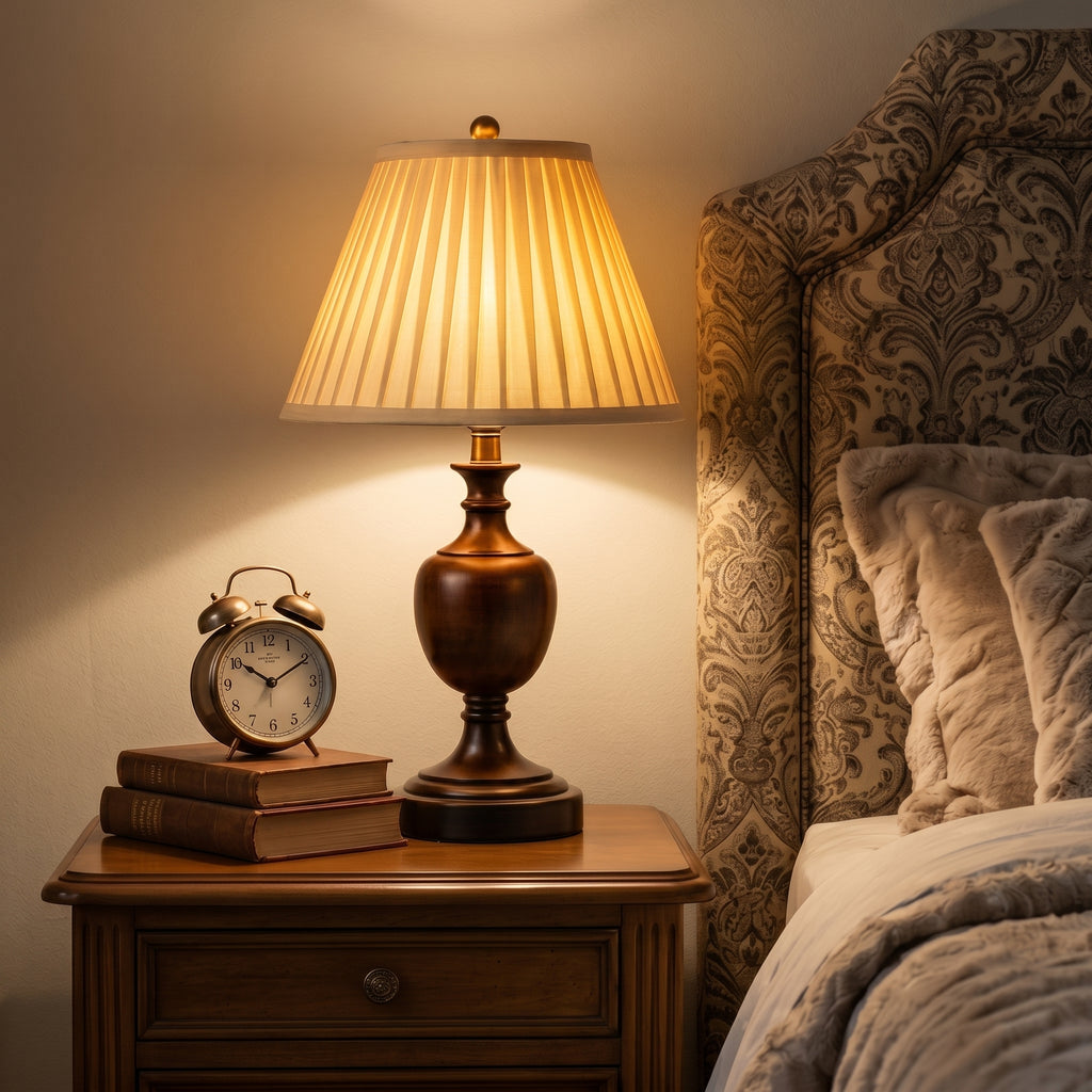 Lydford Pleated Wood Table Lamp
