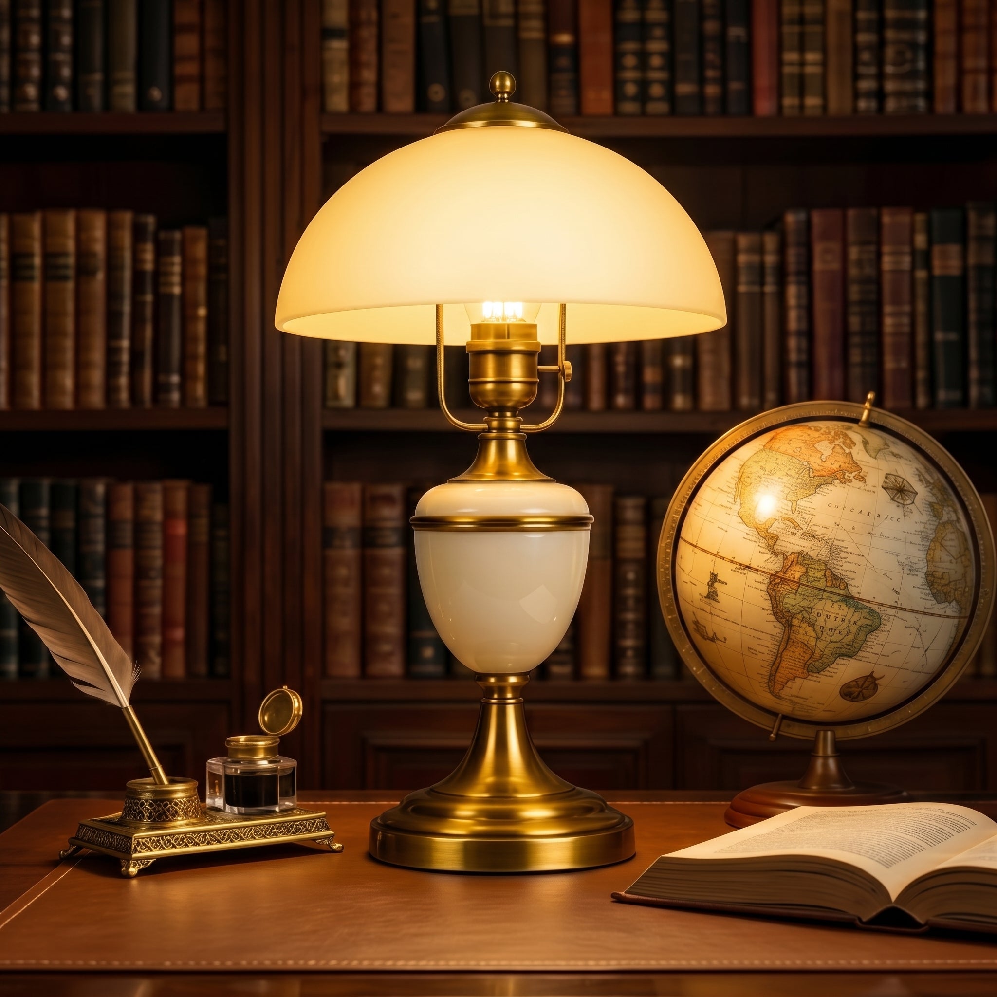 Ellington Antique Brass Dome Table Lamp
