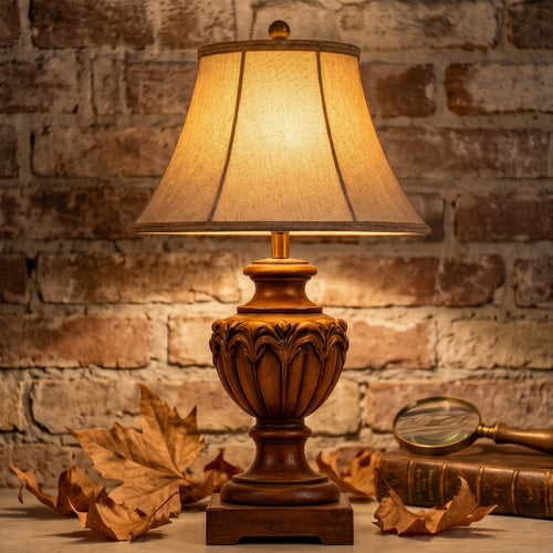 Ashton Carved Wood Table Lamp