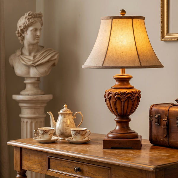 Ashton Carved Wood Table Lamp